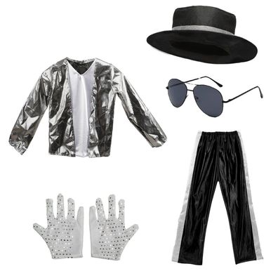 Kinder Jungen Michael Jackson Cosplay Kostum Halloween Fasching Karneval Outfits Z