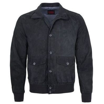 MADDOX - Herren Lederjacke Blouson Lammvelour marine