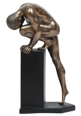 Moderne Skulptur junger Mann Akt stehend auf Sockel H 27 cm Dekofigur Body Talk