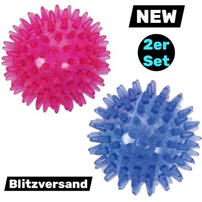 Massageball Igelball Ball Gummiball Massageigel Noppenball blau & rosa a 7cm 2 Stück