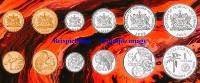 Trinidad &Tobago KMS. 1978-2016 Unc 6 Kursmünzen 6345#