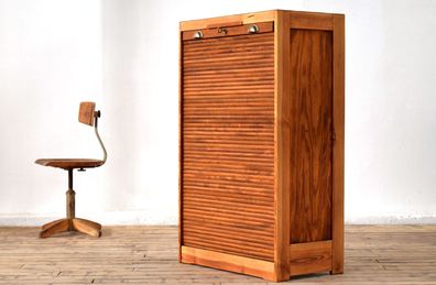 Rollladenschrank Antik Holz Alt Aktenschrank Vintage Büroschrank Loft Rolladenschrank
