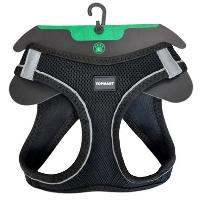 Topmast Weiches Hundegeschirr + Leine Schwarz, S