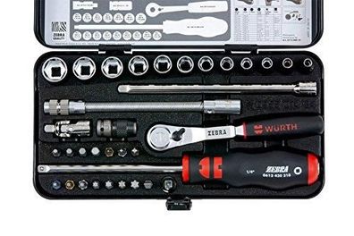 WÜRTH 0965014340 Knarrenkasten Staubgeschützt / biegsame Verlängerung 34tlg 1/4Zoll