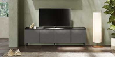 LC-Möbel Modernes TV Lowboard Tray Ardesia/Piombo 4-türig