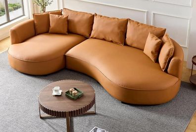 Eymense Ecksofa Venedik Nubuk Kunstleder Ziegelrot