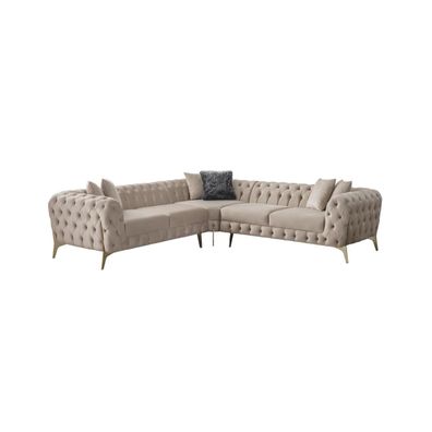 Eymense Ecksofa Elegance Chesterfield Beige Gold