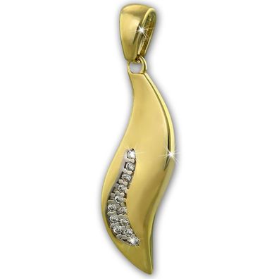 GoldDream Ketten Anhänger Zirkonia Damen Welle 333 Gelbgold 8K Schmuck GDH500Y