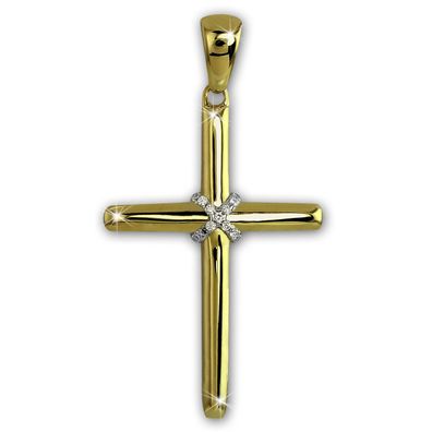 GoldDream Ketten Anhänger Zirkonia Damen Kreuz 333 Gelbgold 8K Schmuck GDH502Y