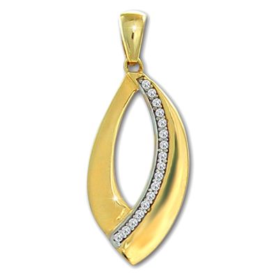 GoldDream 333 GOLD Ketten-Anhänger Leaf weiße Zirkonia Halsschmuck 8 GDH507WY