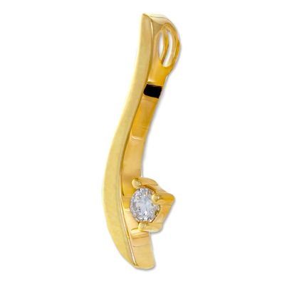 GoldDream 333 GOLD Ketten-Anhänger Welle weißer Zirkonia Halsschmuck 8 GDH508WY