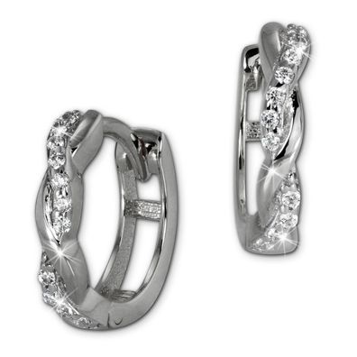 GoldDream Damen Ohrringe Zirkonia silber 12mm Creolen 333 Weißgold 8 K GDO5041J