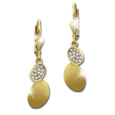 GoldDream Damen Ohrringe Oval Zirkonia weiß Ohrhänger 333er Gelbgold GDO531WY