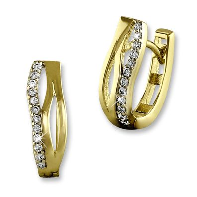 GoldDream Damen Ohrringe Wellen Zirkonia Creolen ECHT 333er Gelbgold GDO532WY