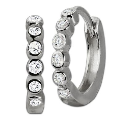GoldDream Damen Schmuck Ohrringe Zirkonia Creolen 333er Weißgold GDO5628J