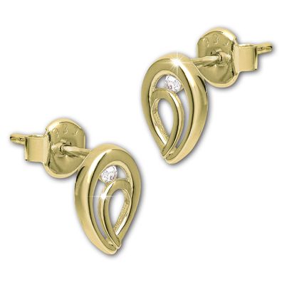 GoldDream Damen Ohrringe Oval Zirkonia Ohrstecker ECHT 333er Gelbgold GDO5637Y