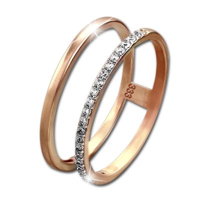 GoldDream 8 Karat Gold Doppel Ring Gr.60 Zirkonia 333er Rosegold GDR505E60