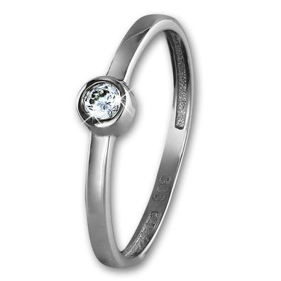 GoldDream Ring Damen Gr. 54 Stein Weißgold 8 Karat weiß Zirkonia GDR509J54