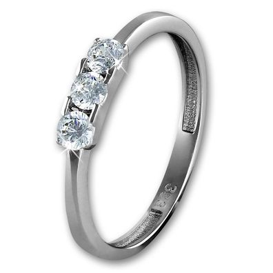GoldDream Ring Damen Gr. 54 3er Zirkonia Weißgold 8 Karat Zirkonia GDR511J54