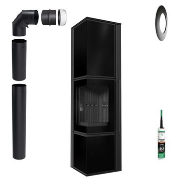 Kaminofen KRATKI TORA 8 kW ?150 Schwarz Glas Zubehör & Türsystem