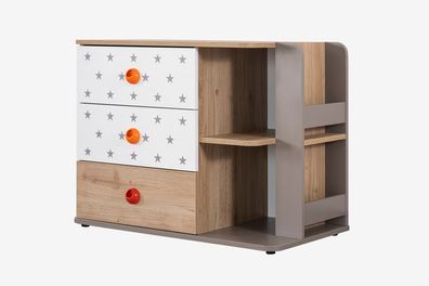 Kommode Stars mit 3 Schubladen in Holzoptik/Braun