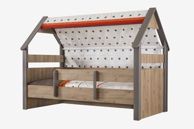 Hausbett Stars 100 x 200 cm in Holzoptik/Braun