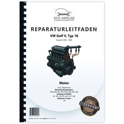 VW Golf 5 1K (03-08) 4-Zyl. 1,9l Dieselmotor TDI 90-105 PS Reparaturanleitung