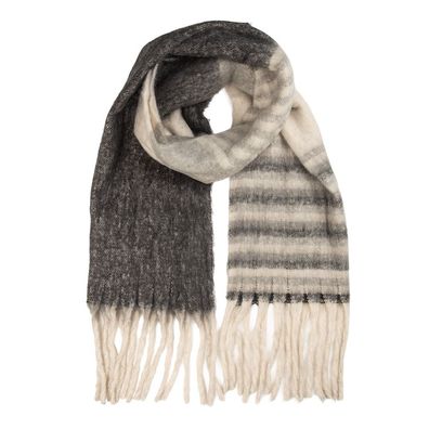 Clayre & Eef Winterschal Damen 50x180 cm Grau Textil