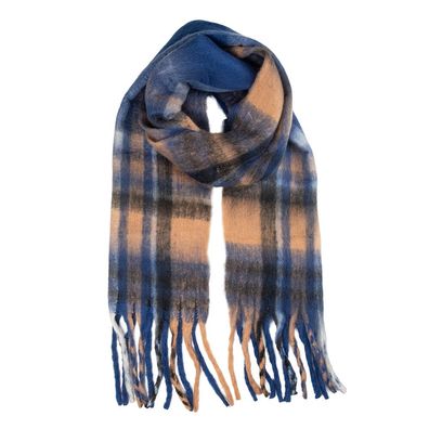 Clayre & Eef Winterschal Damen 50x210 cm Blau Textil