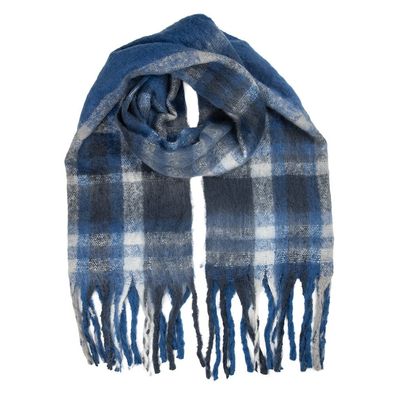 Clayre & Eef Winterschal Damen 50x210 cm Blau Textil