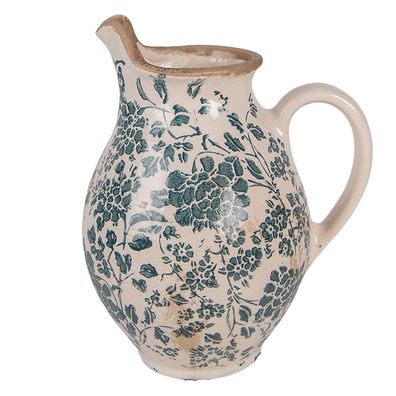 Clayre & Eef Dekorative Kanne 16x12x19 cm Beige Keramik Blumen (Gr. 16x12x19 cm)