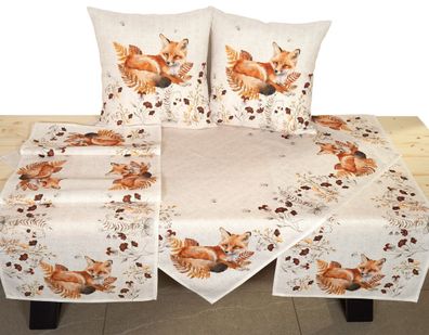 Herbst Tischdecke Tischläufer Kissenbezug Halloween Tischwäsche Dekoration Fuchs