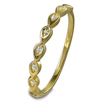 GoldDream zarter Gold Ring Drops Gr.60 333er Zirkonia Gelbgold Damen GDR564Y60