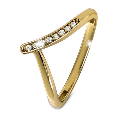 GoldDream Gold V Ring Gr.54 333er Zirkonia Gelbgold Damen GDR565Y54