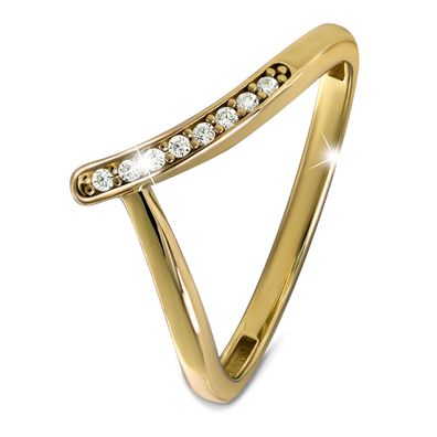 GoldDream Gold V Ring Gr.56 333er Zirkonia Gelbgold Damen GDR565Y56