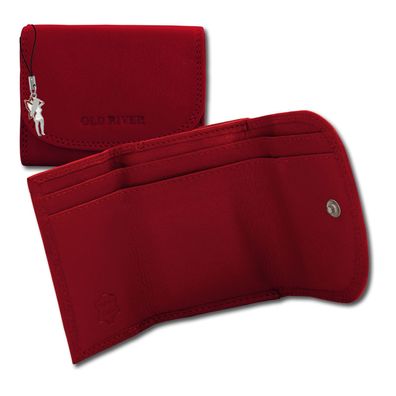 Old River echtes Leder Geldbörse Damen Herren Minibörse rot OPD321R