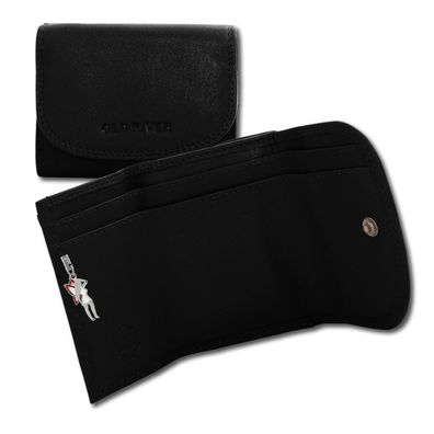 Old River echtes Leder Geldbörse Damen Herren Minibörse schwarz OPD321S