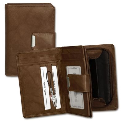 Money Maker Echtleder Geldbörse Damen Frauen Portemonnaie braun 13x3x9cm OPJ701C