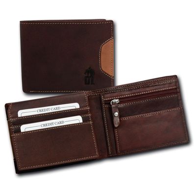 DrachenLeder Echtleder Herren Portemonnaie Geldbörse braun 12x9,5x2,5cm OPT001N