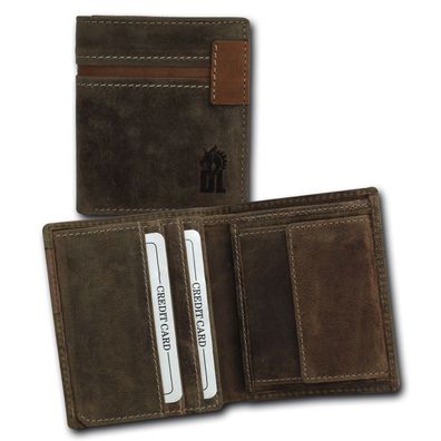 DrachenLeder Echtleder Herren Portemonnaie Geldbörse braun 8,5x10x2,5cm OPT084N