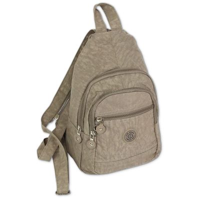 Bag Street Crinkle Nylon Damenrucksack hellbraun 21x13x35 ORJ200L