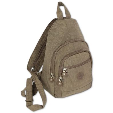 Bag Street Crinkle Nylon Damenrucksack braun 21x13x35 ORJ200N