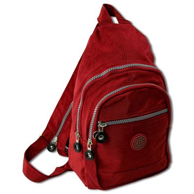 Bag Street Rucksack Crinkle Nylon rot trendiger Damen Cityrucksack ORJ200R