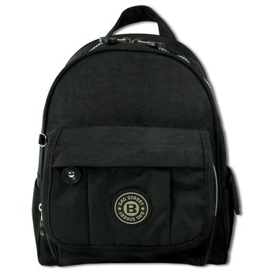 Bag Street Rucksack Crinkle Nylon schwarz trendiger Damen Cityrucksack ORJ201S