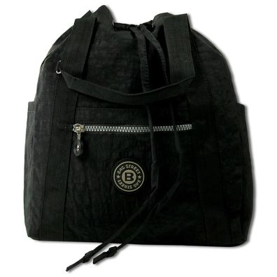 Bag Street Rucksack Crinkle Nylon schwarz trendiger Damen Handtasche ORJ202S