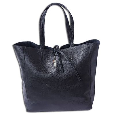 Florence Echtleder Schultertasche schwarz ital. Shopper Rindsleder Damen OTF112S