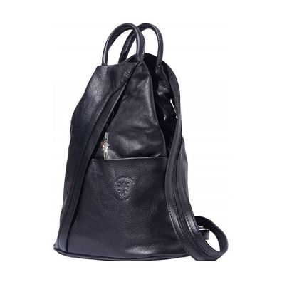 Florence echtes Leder Tasche Damen Rucksack Schultertasche schwarz OTF604S
