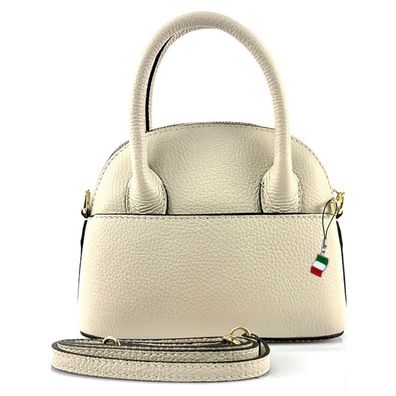 Florence Umhängetasche Damen Handtasche Bowlingtasche Echtleder beige OTF814C