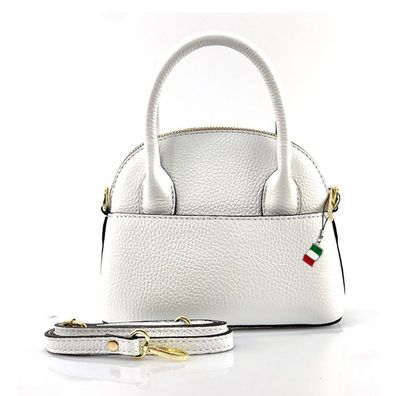 Florence Umhängetasche Damen Handtasche Bowlingtasche Echtleder weiß OTF814W
