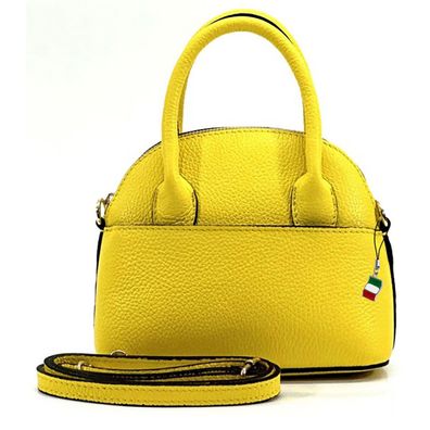 Florence Umhängetasche Damen Handtasche Bowlingtasche Echtleder gelb OTF814Y